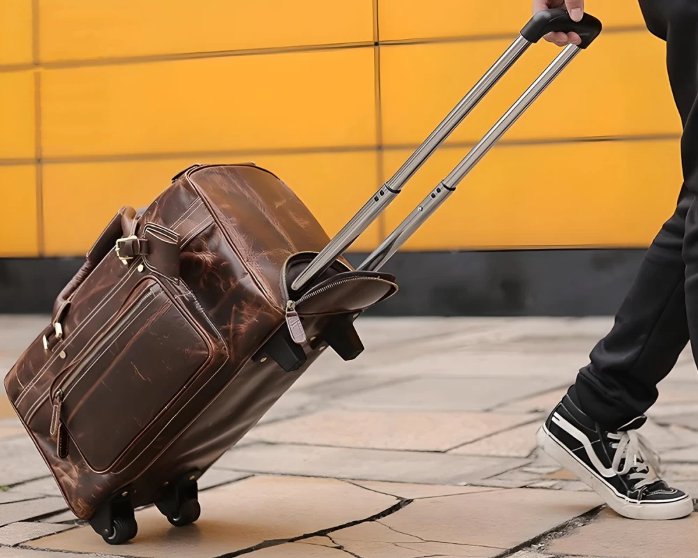 mens black leather carry on bag